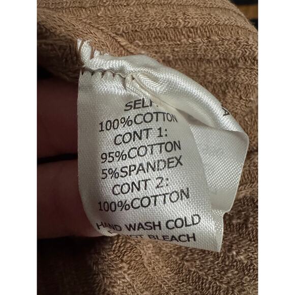 EASEL Mocha Mousse Mineral Washed Oversized Ribbed Frayed Edge Top Size Small - Picture 7 of 7